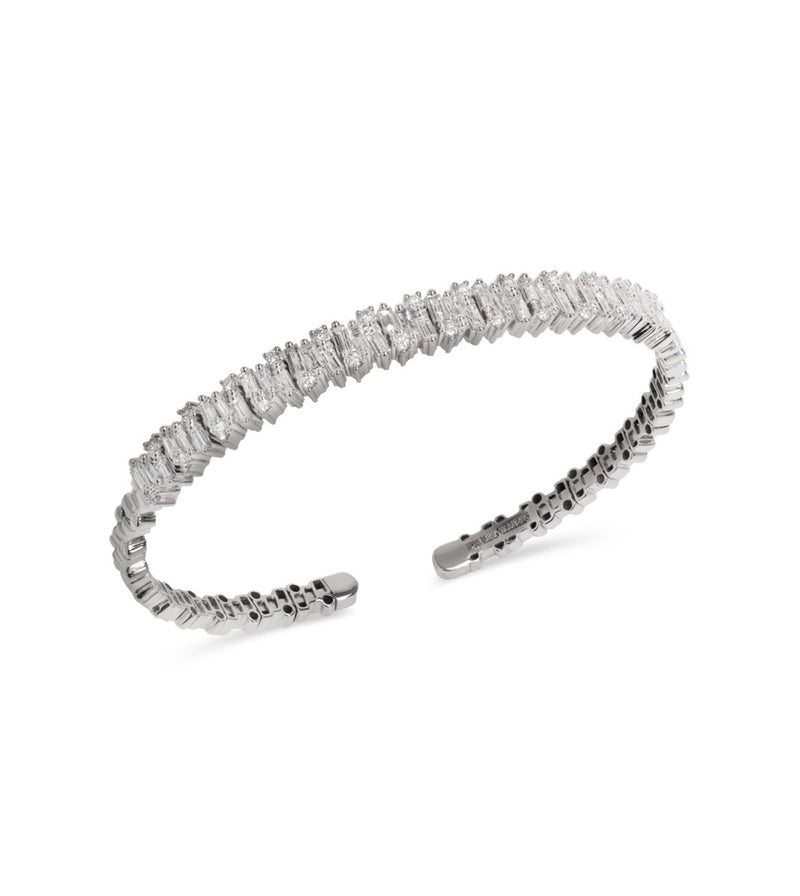 Medium Classic Shimmer White Gold Bangle Bracelet