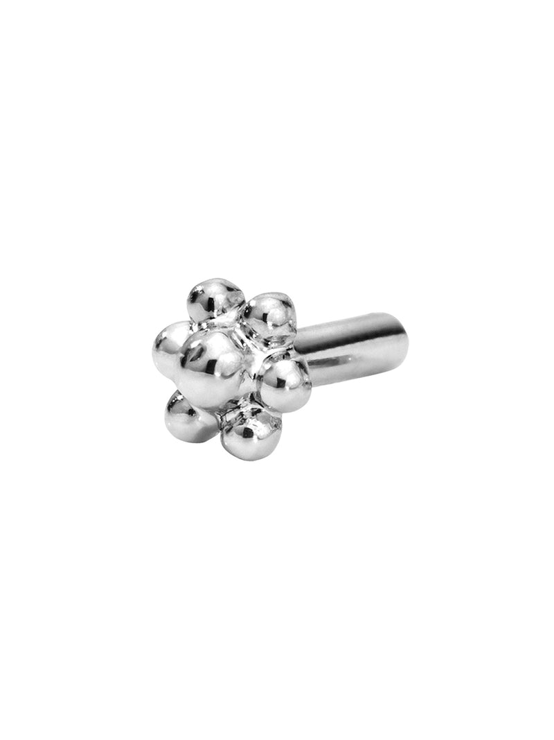 6.5MM White Gold Threaded Ball Flower Back