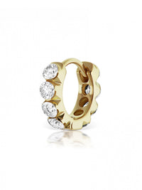 6.5mm Invisible Set Large Diamond Eternity Single Hoop Earring - Yellow Gold