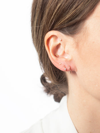 6.5mm Scalloped Diamond Rose Gold Single Hoop Earring