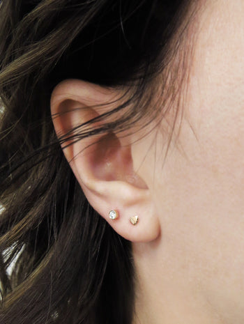 2.5MM Scalloped Diamond Rose Gold Thread Through Single Earring