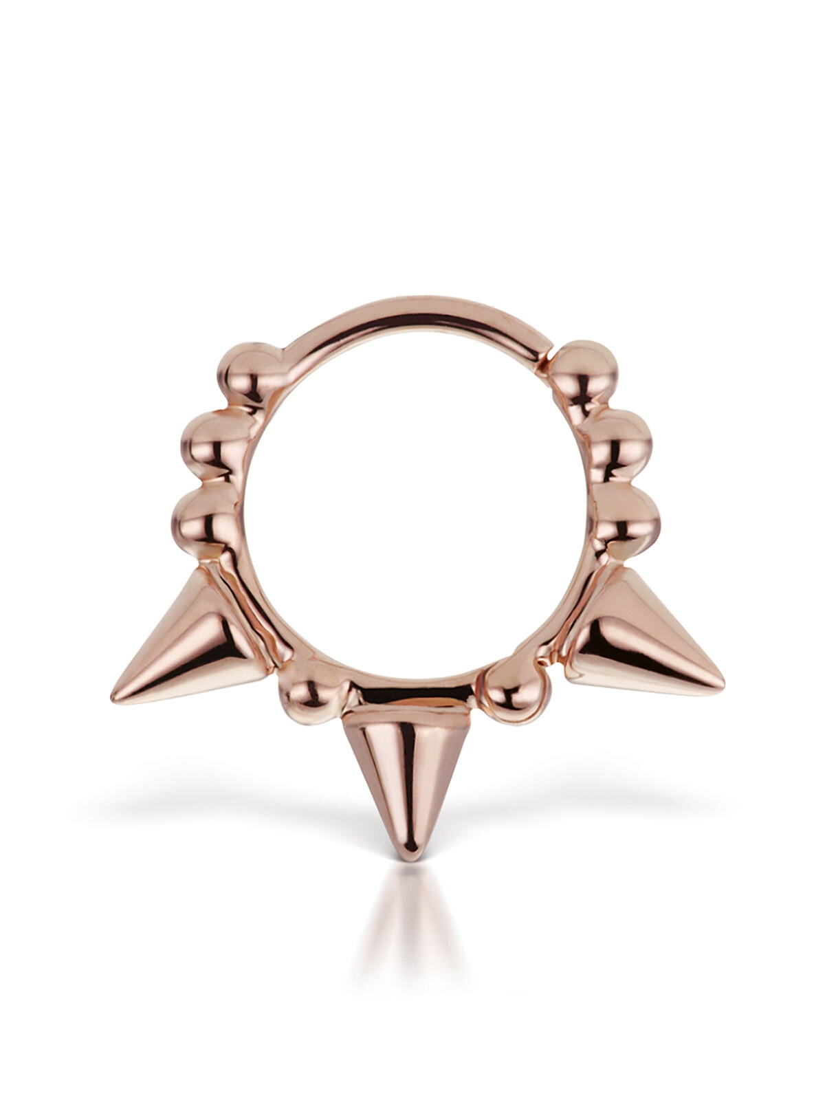 8mm Three Spike Granulated Single Hoop Earring - Rose Gold