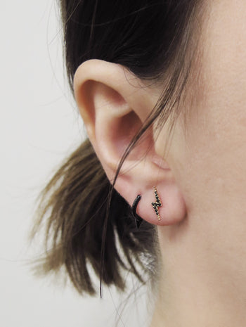 11mm Black Diamond Bolt Thread Through Rose Gold Single Earring