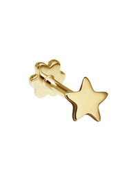 3mm Plain Star Thread Through Yellow Gold Single Earring