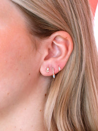 6.5mm Single Opal Spike Diamond Eternity Rose Gold Hoop Earring