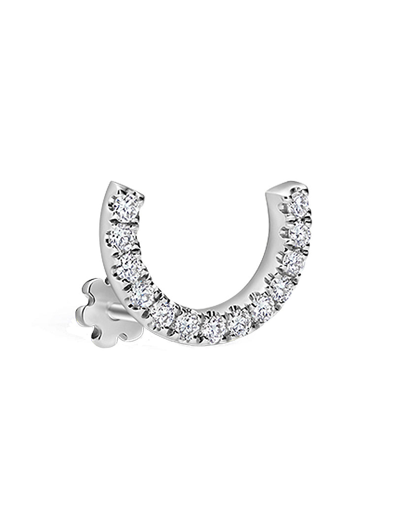 Scalloped Set Diamond Threaded Stud Earring