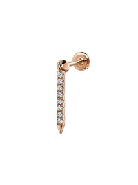 11mm Diamond Eternity Bar Charm Rose Gold Single Threaded Stud Earring