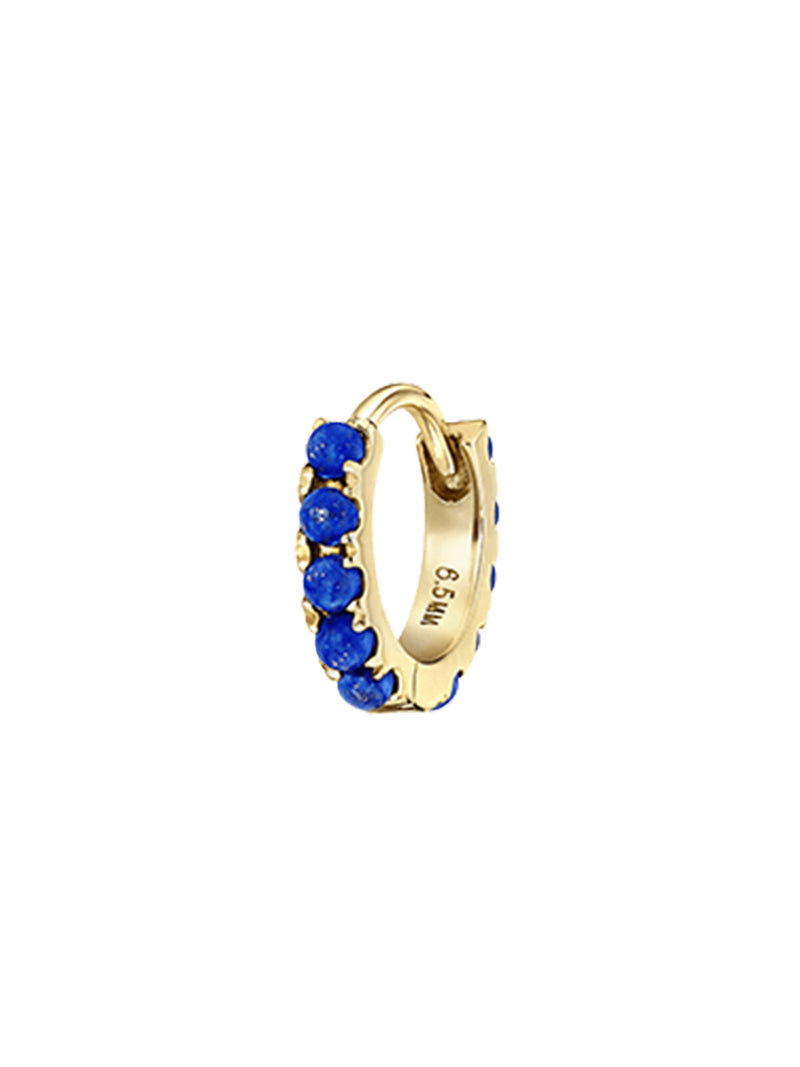 6.5mm Lapis Eternity Yellow Gold Single Hoop Earring | Ylang 23