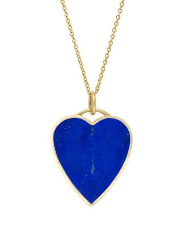 Lapis Inlay Heart Yellow Gold Necklace